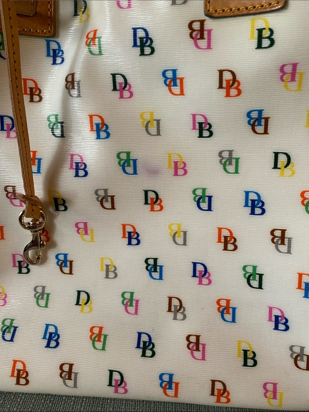 Vintage Dooney and Bourke Monogram Rainbow Tote - Picture 3 of 9
